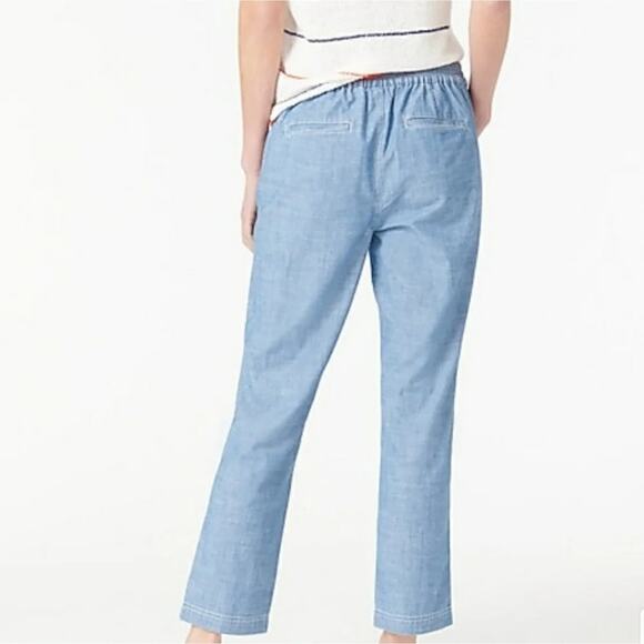 J.Crew Tie-Waist Seaside Pant in Chambray - S - Cape Coral Wash - Picture 3 of 4